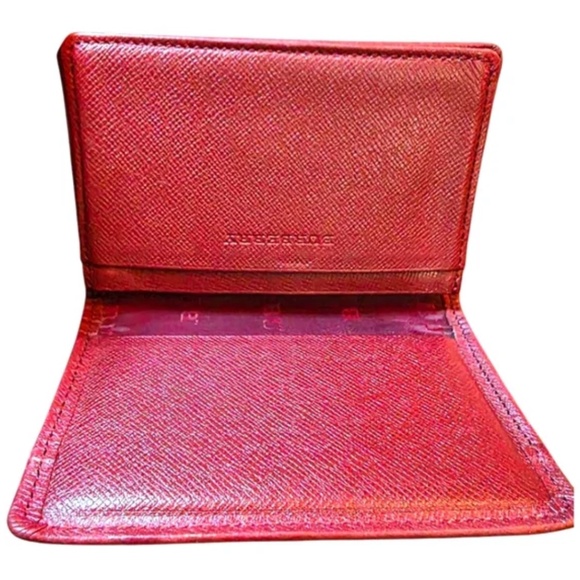 Burberry Classic Plaid Burgundy Leather Trim Cardholder Wallet Bifold NovaCheck - Picture 7 of 12